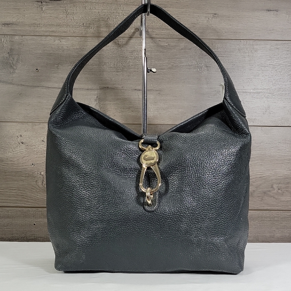Dooney & Bourke Gray Pebble Leather Shoulder Bag